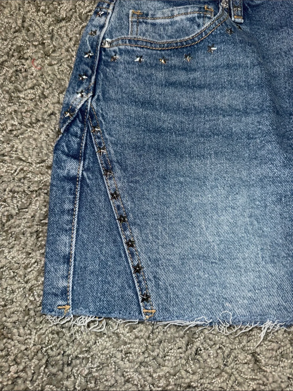 Altar'd State Blue Denim Mini Skirt with Stud Detail NEW (M)